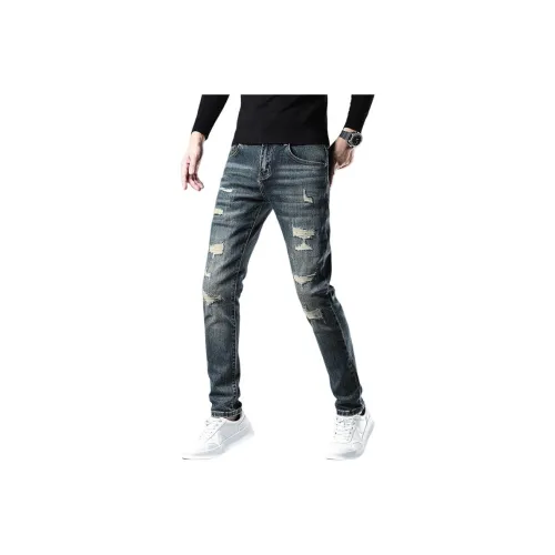 JIKENDI Винтажные синие брюки Мужские Джинсы