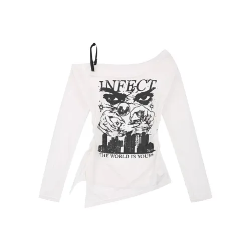 IUNOP Slim Fit Утягивающий Трендовый Бренд С принтом Длинный Рукав Футболка Внутренняя Одежда Женская