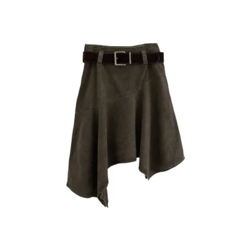 LOWEAR Стиральный Деним FLARE Ремень Комплект Юбка Деним Длинная Юбка Женская