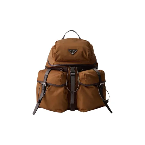 PRADA RE Нейлон с коровьей кожей рюкзак мужской цвет коньяка