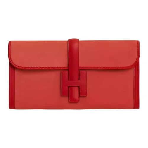 HERMES Jige Elan Swift Телячья кожа с Doblis Телячья кожа Клатч Женские Красный