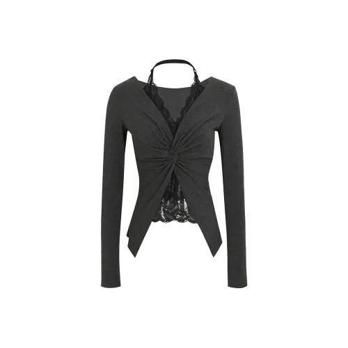 GRAYISMOON Темно-серый Женские T-рубашки