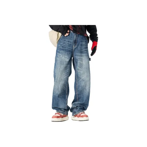 GUJOOCOW Синий Унисекс Джинсы