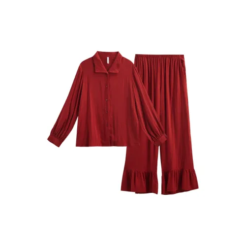 Same Language Пижамный комплект женский вишнево-красный