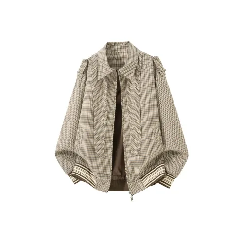 PAEFA Кофейный Гусиная лапка Унисекс Куртки