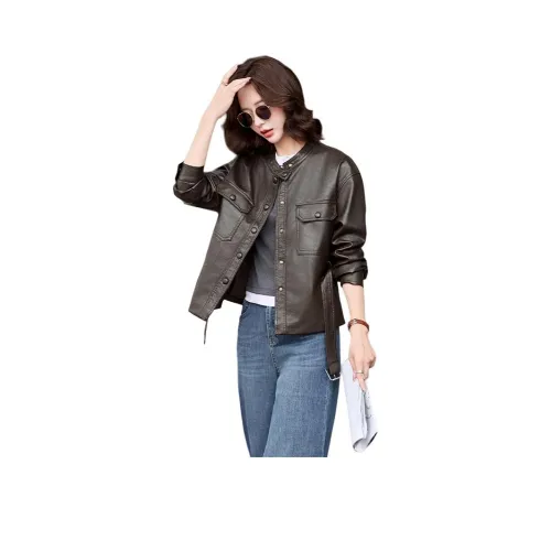 H YXIANG Кожа Куртка Женская