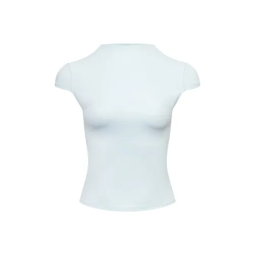 Ariseism Обычный Базовый Half Водолазка Йога Короткий Рукав Т-Рубашка Для Женщин Летний Облегающий крой Топ Женские