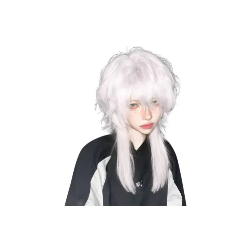 FYOSEE Белый Волк Ласточкин хвост Flounder Голова Перука Мужской и Женский Короткие волосы Японский стиль Косплей Стиль волос Самурая