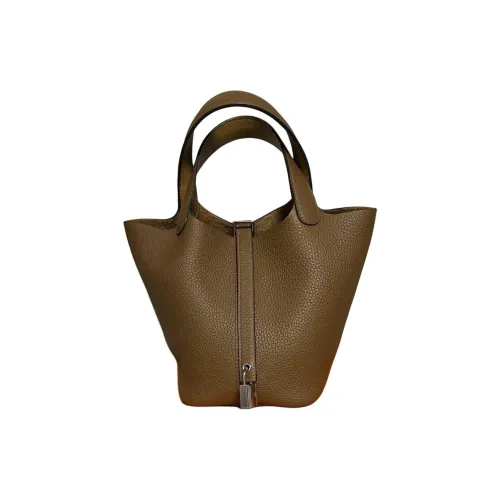 HERMES Picotin Lock Телячья кожа Сумка Женские 3G Alezan Каштановый