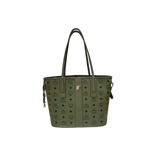 MCM Liz Visetos Холст Плечевая Сумка Маленькая Женская Зеленая