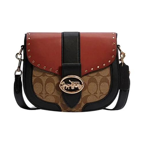 COACH Georgie Кожа Седло Сумка Сумка через плечо Сумка среднего размера Женская