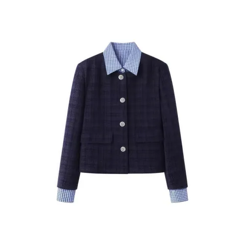 KYKW Темно-синий женский короткий пальто