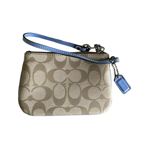 COACH Wristlet Холст Запястье Сумка Маленькая Женская Светлый Хаки