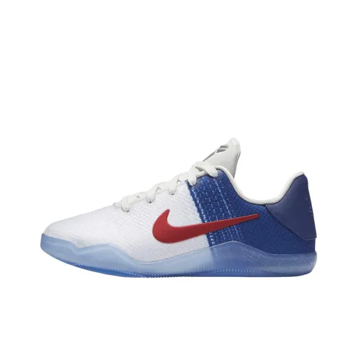 Nike Kobe 11 Low Топ Детские Баскетбольные Кроссовки Белый Синий Подростки