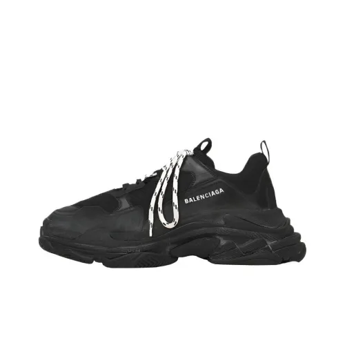Balenciaga Triple S Low Топ Толстая подошва Кроссовки Мужские Черные