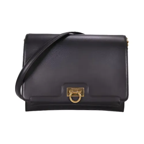 FERRAGAMO Trifolio Логотип Бренда Плечевая Сумка Женская Черная