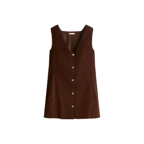 H M Темно-коричневые женские платья без рукавов