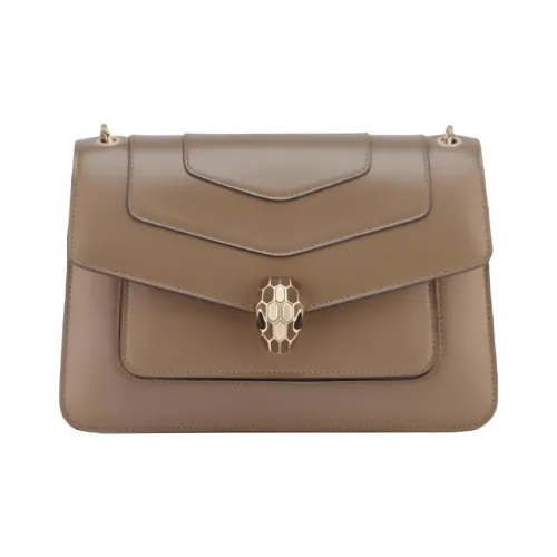 BVLGARI Serpenti Forever Series Сумка через плечо из телячьей кожи среднего размера женская коричневая