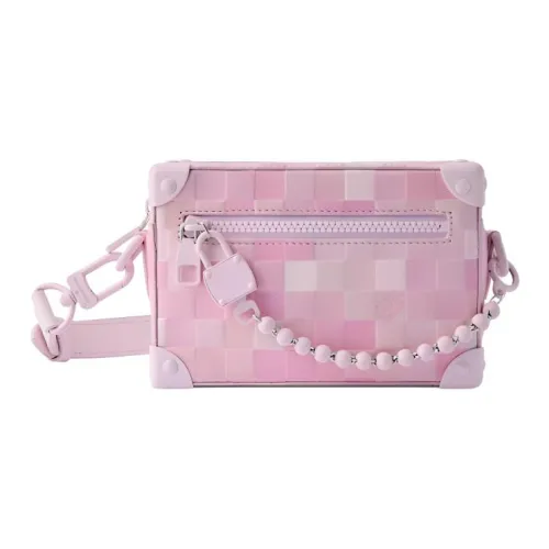LOUIS VUITTON Nigo Collaboration SOFT TRUNK DamoflageSakura Коровья кожа Сумка через плечо Сумка на плечо Мини Женская Розовая