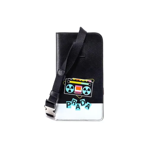 Чехол для телефона PRADA Saffiano из кожи для iPhone женский черный