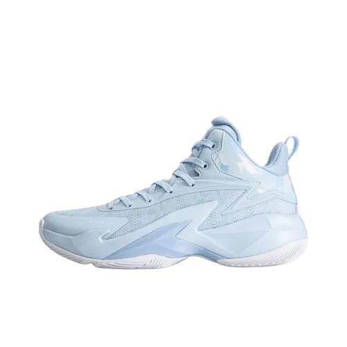 QIAODAN Амортизаторы Shock Slip-resistant Abrasion-resistant MID Топ Баскетбольные кроссовки Мужской Небесно-голубой Ледниково-голубой