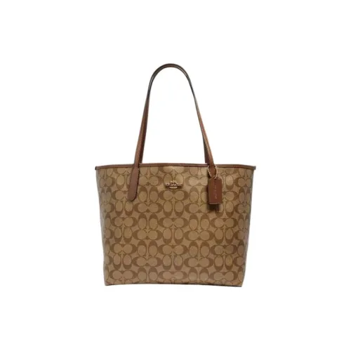 COACH Городская Сумка из искусственной кожи Сумка для покупок Сумка через плечо Большая женская Коричневый