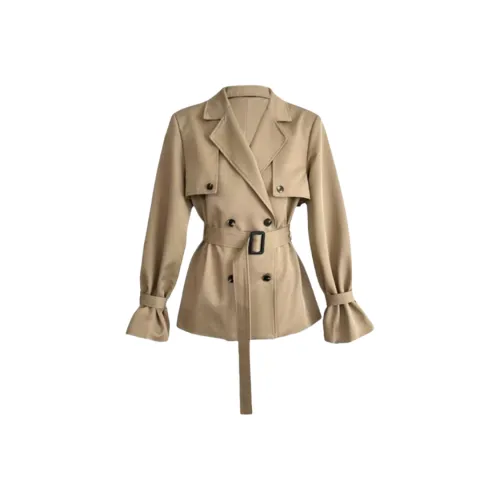 POPO.INFO Хаки Женская Тренч-куртка