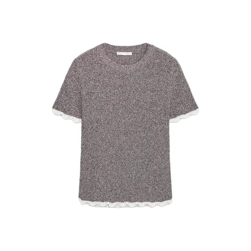 ZARA Deep баклажаново-фиолетовые женские T-рубашки