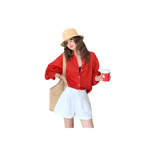 NANING9 Red Women's Shirts NANING9 Красный Женские Рубашки