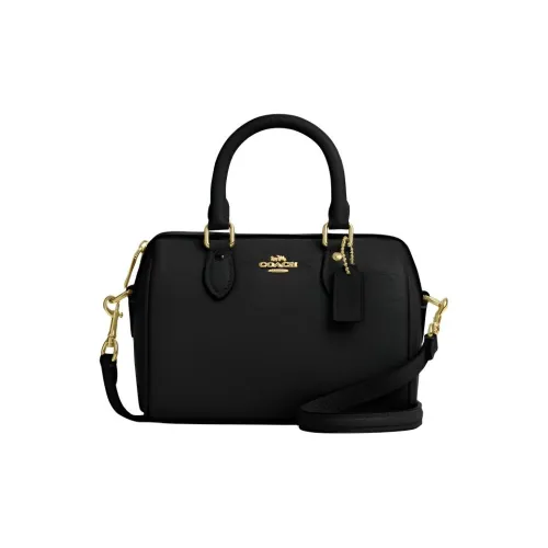 COACH Rowan Галечная кожа Сумка для боулинга Сумка через плечо Сумка Мини Женская Черная