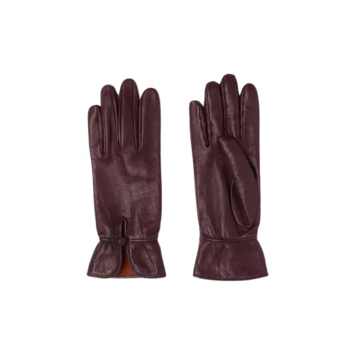 Loro Piana Овчина Овечья шкура Перчатки Женские Коричнево-красный