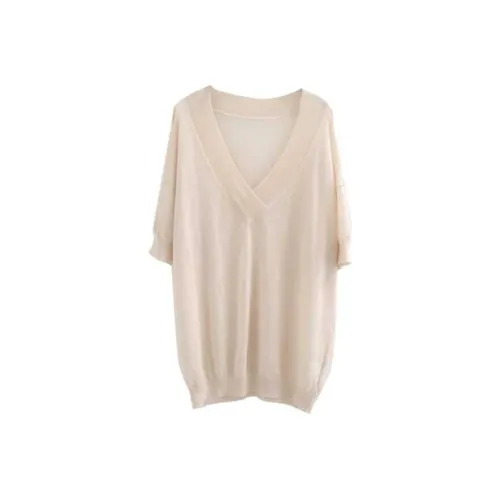 LOWEAR Женская льняная ткань с V-образным вырезом Трикотаж