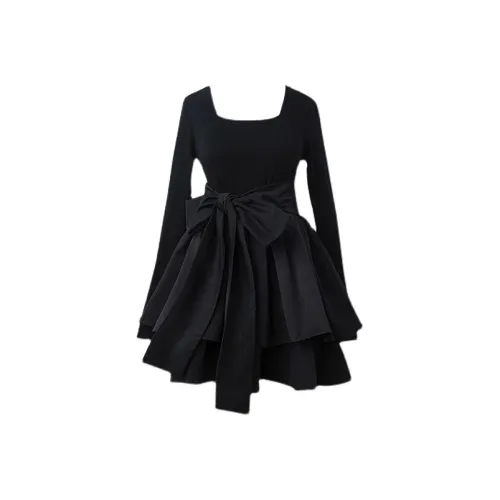 UYH Базовый слой Длинный Sleeved Платье Pure And Slim Обхват талии Cinching Женские