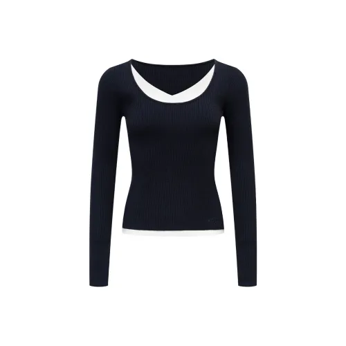 Ariseism Mock Два предмета Длинный рукав Свитер для женских AUTUMN Облегающий крой Топ для женских