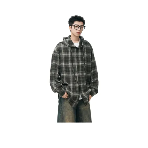 PVPVPV Черный и Зеленая Клетка Унисекс Рубашки