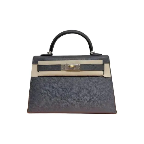 HERMES Mini Kelly 2nd Generation Эпсом Кожа Сумка через плечо Мини Женский 85 Ардизий Темно-сланцевый Серый