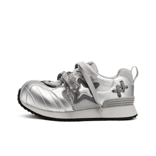 TTKJ Высота Увеличение Баланс Легкий Дышащий Противоскользящие Низкие Кроссовки для Скейтбординга Женские Серебряный Серый