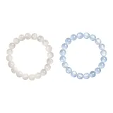 Гелиолит Волшебный Браслет с Бусинами -- [Звездный Синий + Белый Лунный Свет]