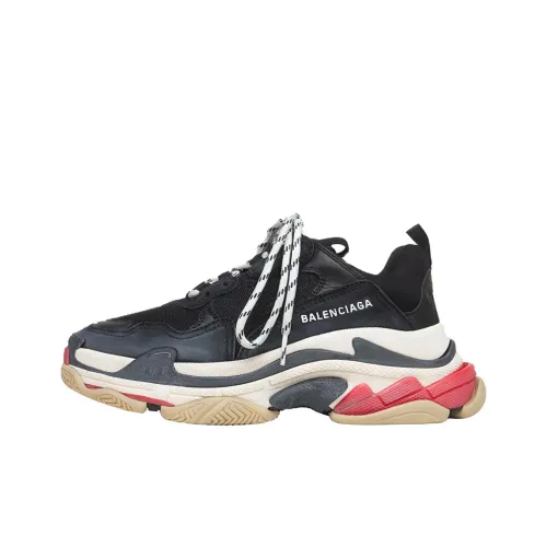 Balenciaga Triple S Low Топ Толстая подошва Кроссовки Женские Черные Красные