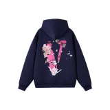 Темно-синий, синий, розовый, цветение вишни, V