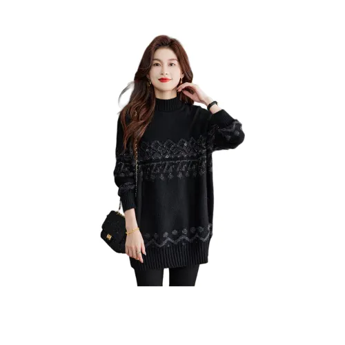 MJ Осенний Длинный Длинный Рукав Пуловер Трикотаж Женский