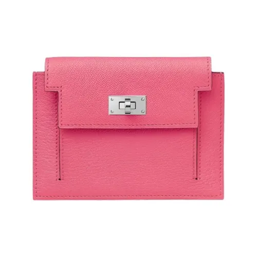 HERMES Kelly Pocket Козья кожа Кошелек Женские U5 Розовый Помада Помада для губ Пудра
