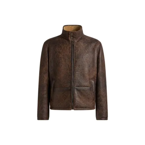 ETRO Коричневый Мужская Кожаная Куртка
