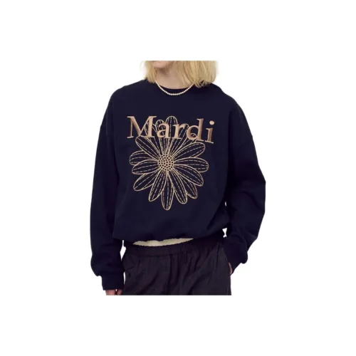 MARDI MERCREDI FW25 Свитшот FLOWERMARDI NEEDLEWORK_Темно-синий Тауповый Свитшот Женские