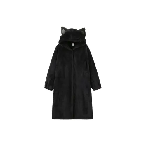 OEING Черный Халат для сна Robe Женские Банные халаты