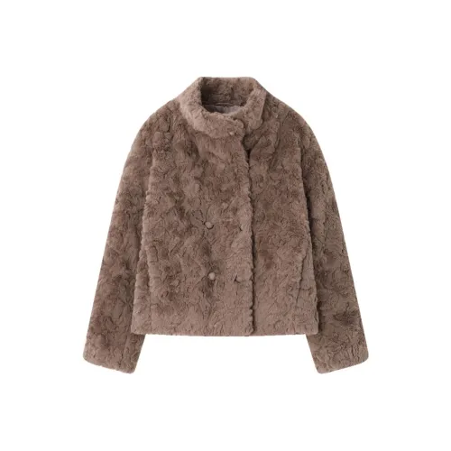 IHIMI Серый Коричневый Женские Бархатные Куртки