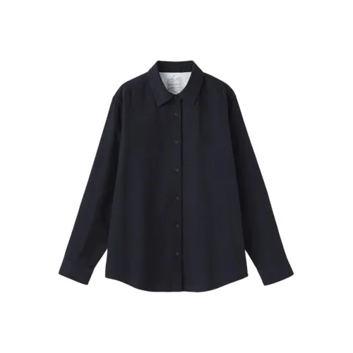 MUJI Фланель Темно-синяя Женская Рубашка