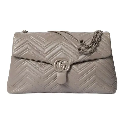 GUCCI GG Marmont Кожа Сумка через плечо Большая Женская Серого цвета