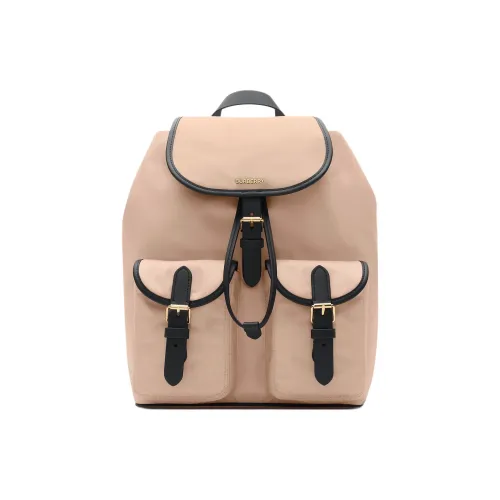Burberry Nylon Backpack Leather Top Handle Adjustable Leather Straps Foldover Top With Drawcord And Press-stud Closure