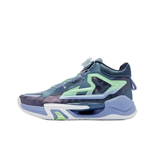 QIAODAN Slip-resistant Abrasion-resistant High Top Children's Basketball Shoes Blue Teenagers QIAODAN Противоскользящие Износостойкие Высокие Кеды Детские Баскетбольные Кроссовки Синие Подростки